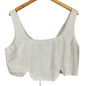 Pretty Little Thing Plus Cream Linen Lace Up Back Crop Top Size US 14 NWT